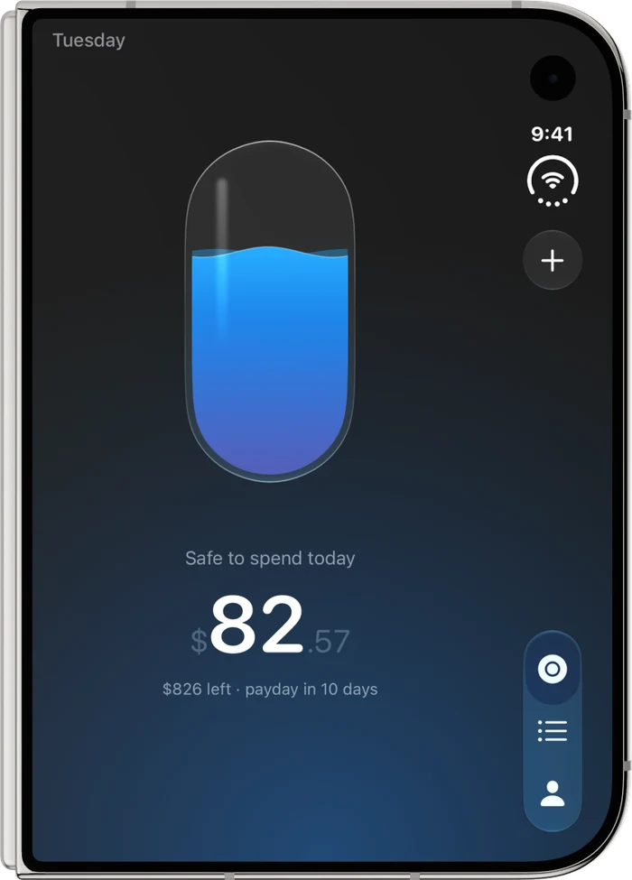 iPhone Duo closed, showing the reservoir and $82.57 with the side column